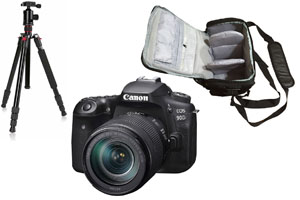 Canon EOS 90D 18-135 IS USM with Pro Camera Bag + Tripod - 2 Year Warranty - Next Day Delivery